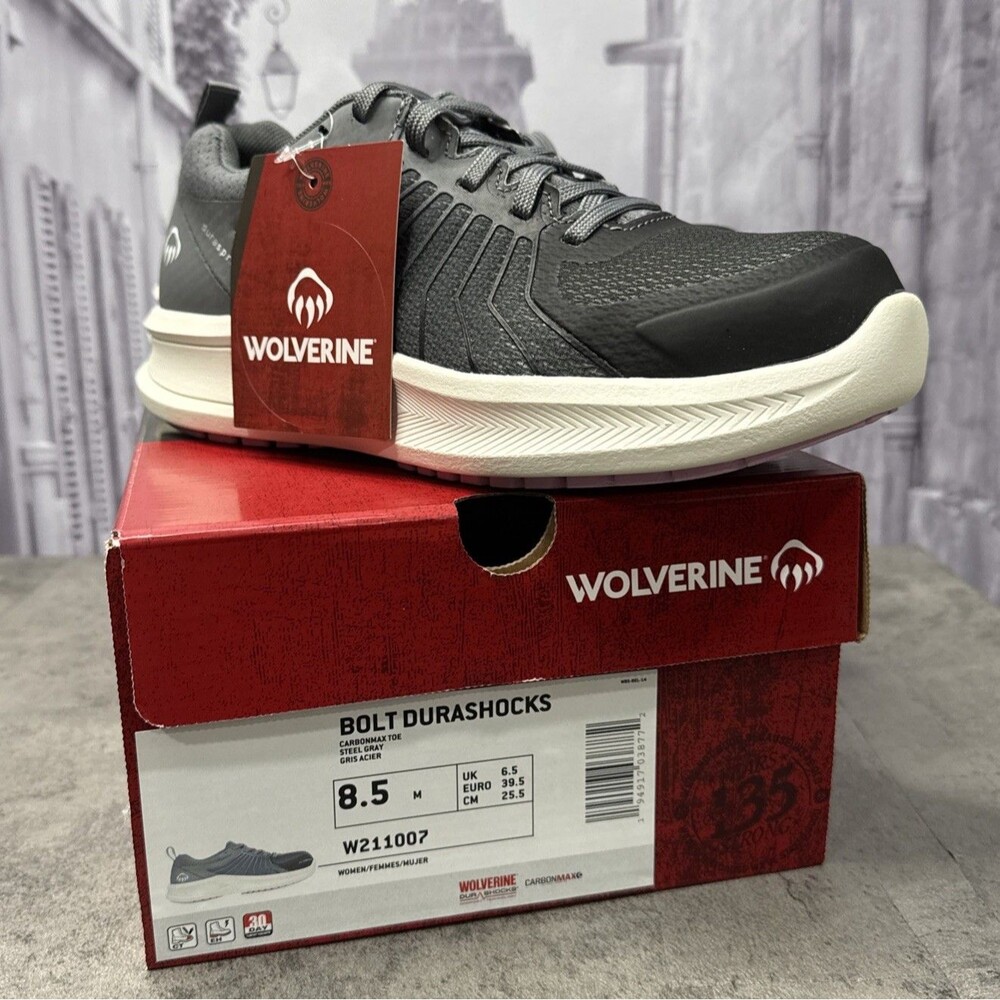 WOLVERINE Bolt Durashocks Carbonmax Toe Steel Gray Acier Women’s Shoes Size 8.5 - Picture 3 of 9